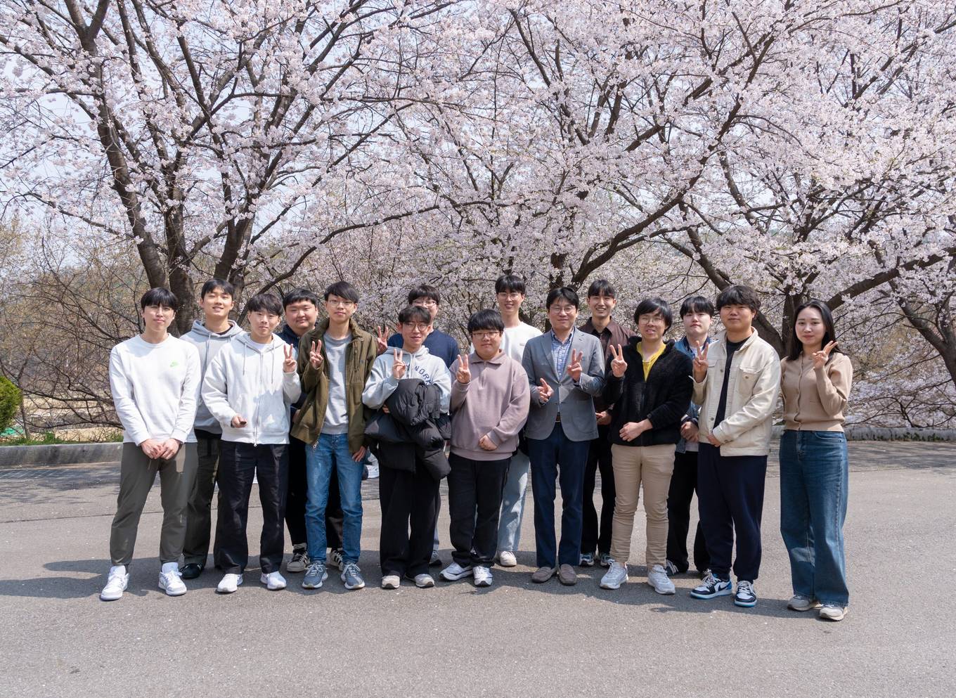 AIR Lab members under cherry blossoms